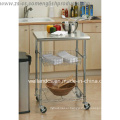 3-Tiers Stainless Steel Kitchen Cart with One Basket